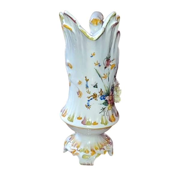 Vintage 12" Capodimonte Porcelain Pitcher Vase Rose Floral Handmade in Italy - Picture 3 of 11